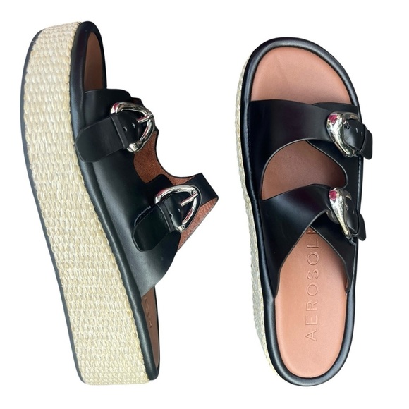AEROSOLES Shoes - Aerosoles Women's Darcy Wedge Sandal Black Sz 10.5